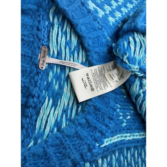 Free People 'Snow Day' Blue Cotton Pullover Size S - Picture 2 of 4